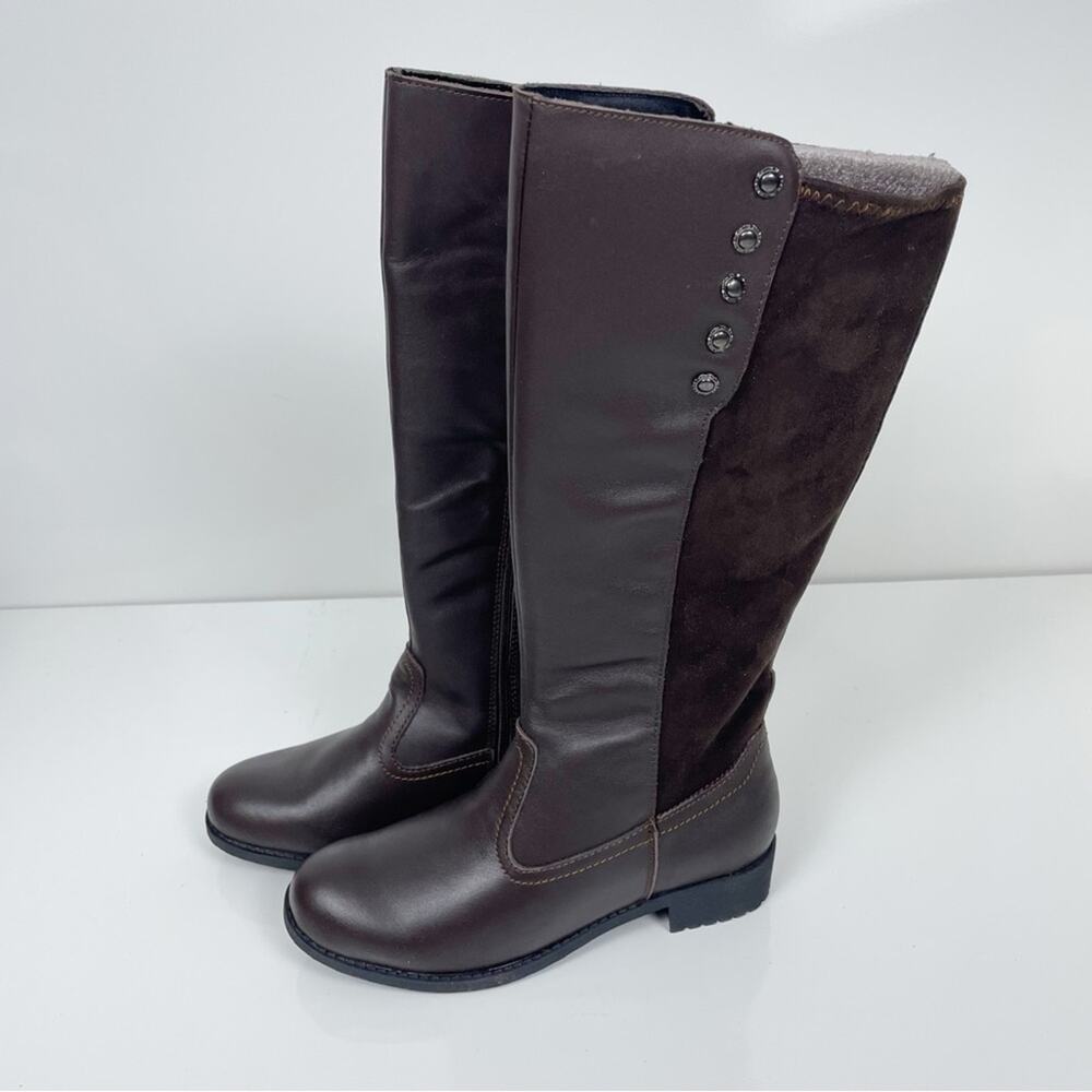 NEW Propet Charlotte Leather Riding Boots Equestrian Stretch Brown 7